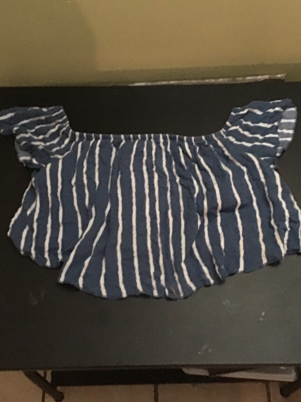 Forever 21 Girls Navy & White Striped Off-Shoulder Top